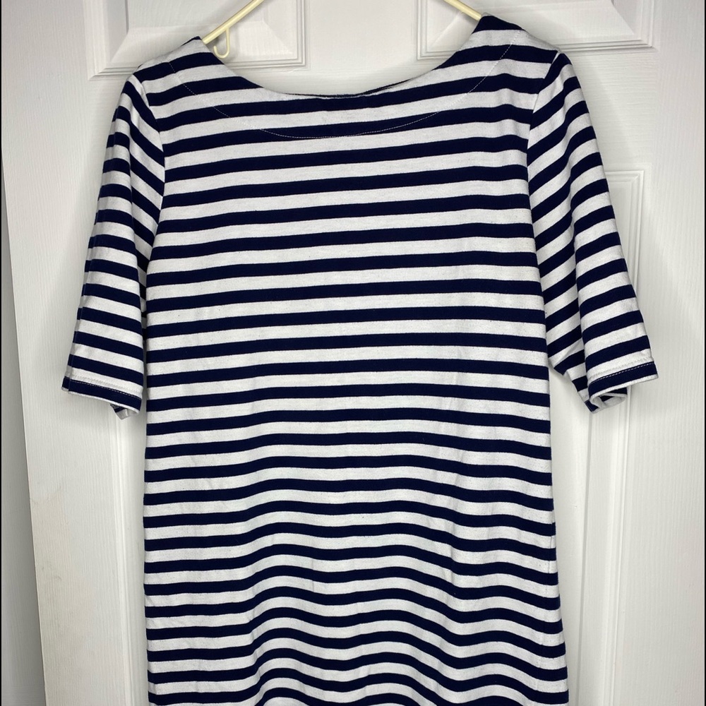 Navy Blue and White Striped Dress